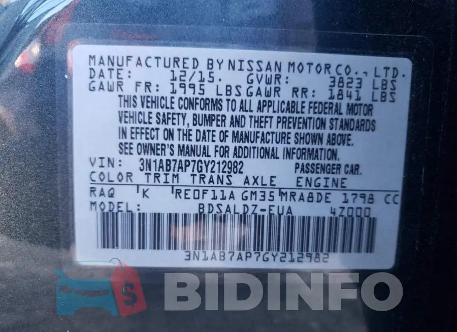 3N1AB7AP7GY212982 Photo# 12