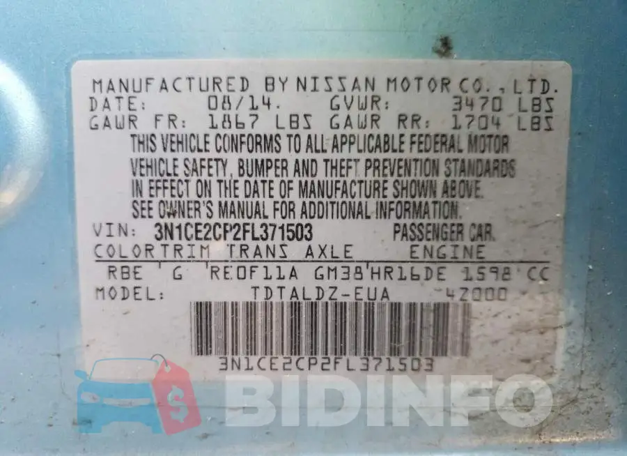 3N1CE2CP2FL371503 Photo# 13
