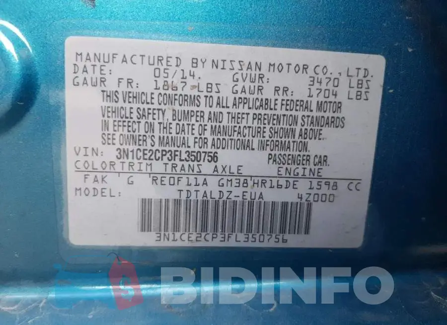 3N1CE2CP3FL350756 Photo# 13