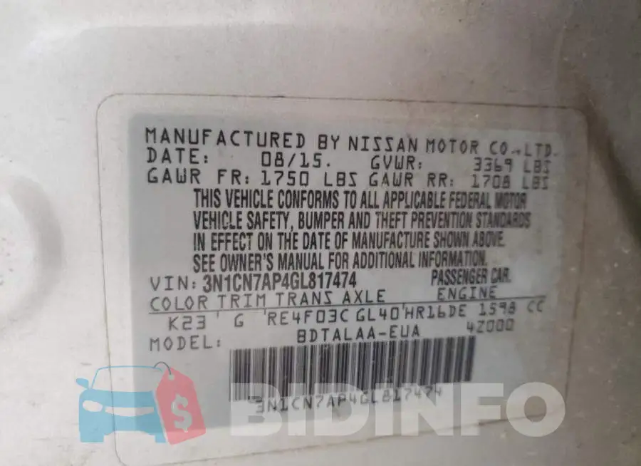 3N1CN7AP4GL817474 Photo# 10