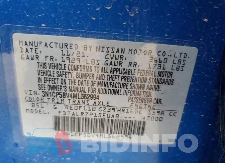 3N1CP5BV4ML562994 Photo# 10