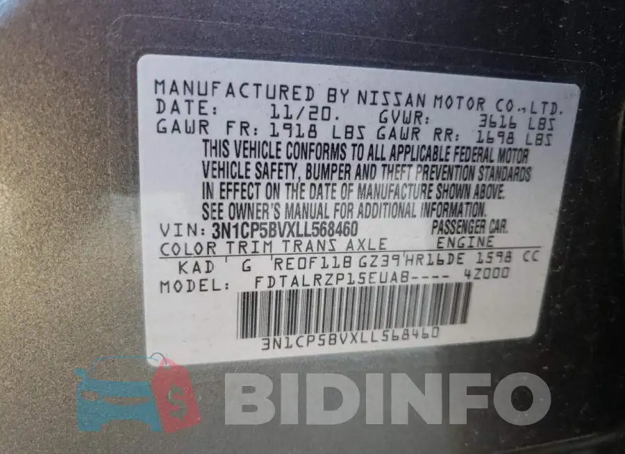 3N1CP5BVXLL568460 Photo# 13
