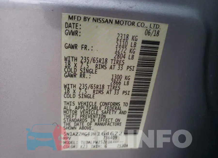 5N1AZ2MG4JN164672 Photo# 13