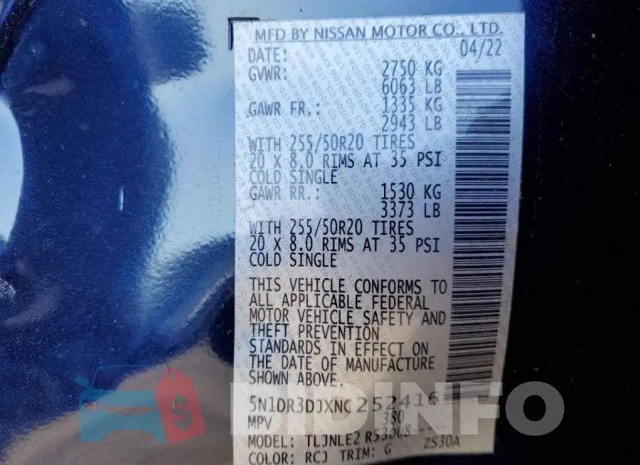 5N1DR3DJXNC252416 Photo# 10