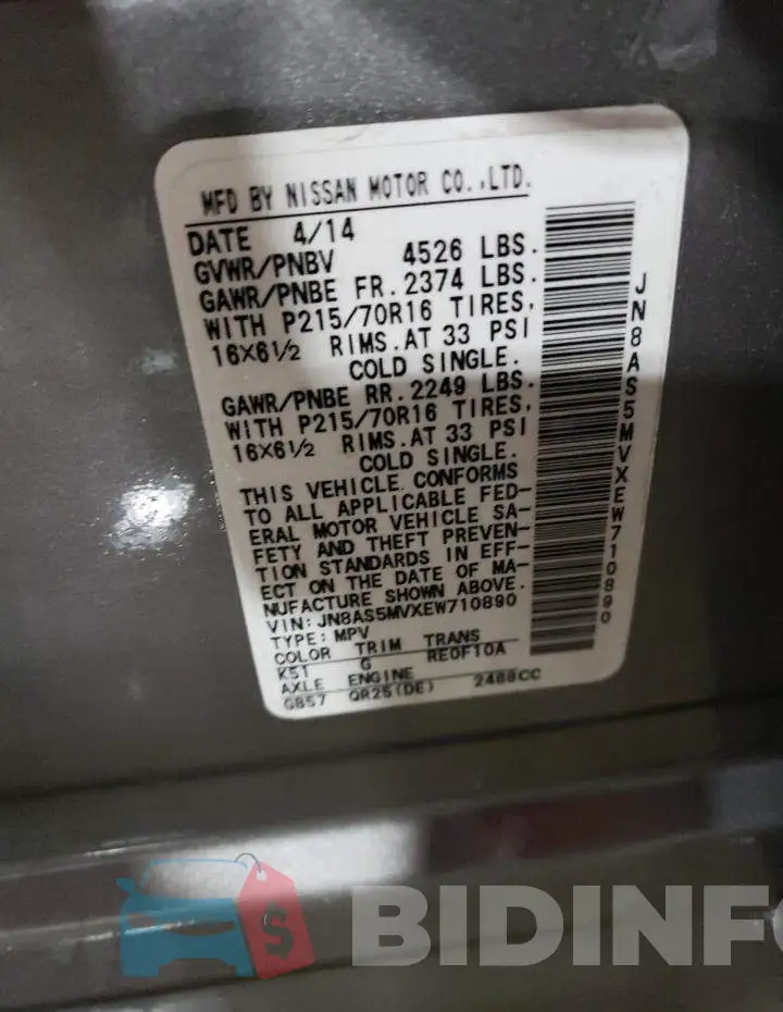 JN8AS5MVXEW710890 Photo# 13