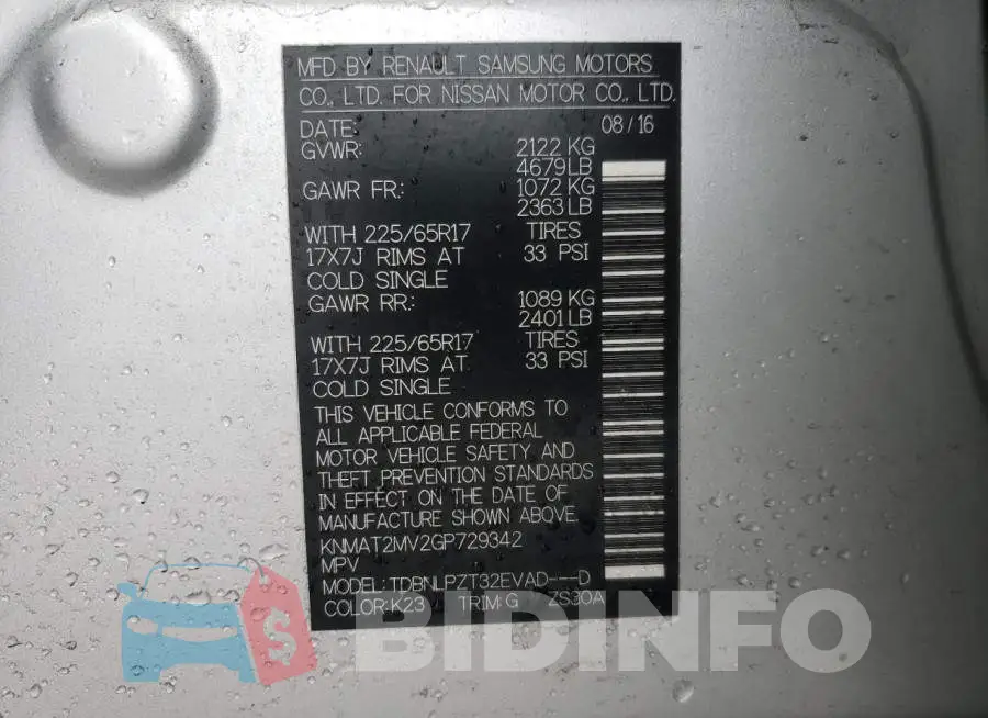 KNMAT2MV2GP729342 Photo# 10