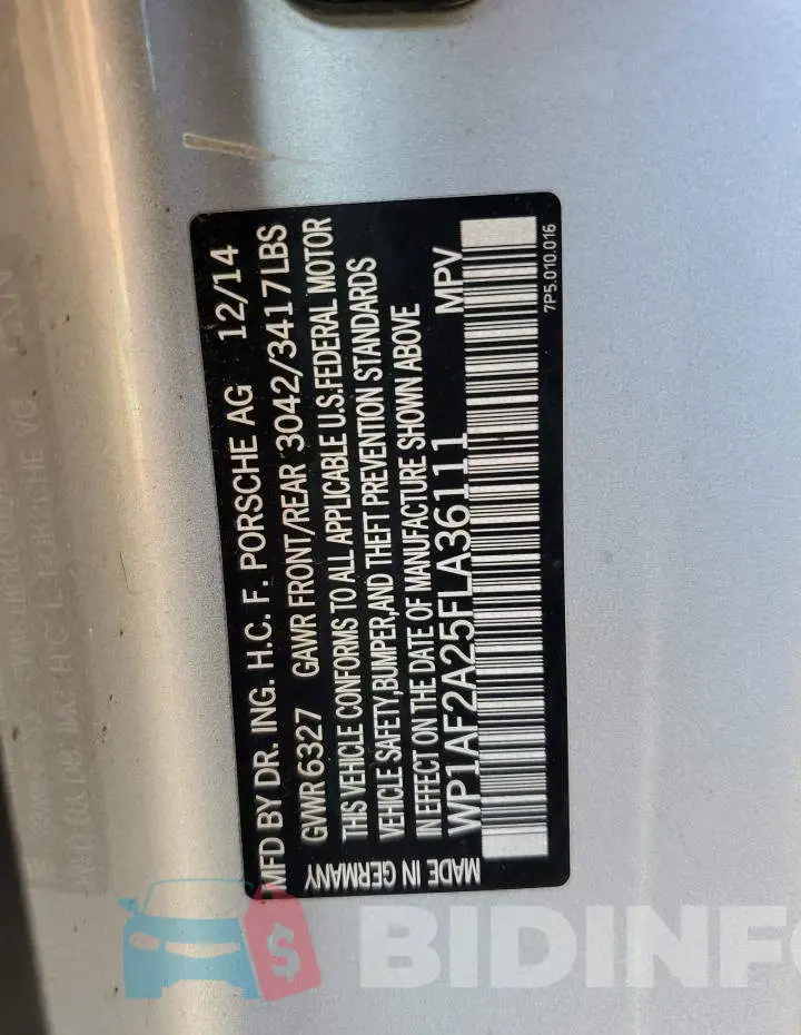 WP1AF2A25FLA36111 Photo# 13