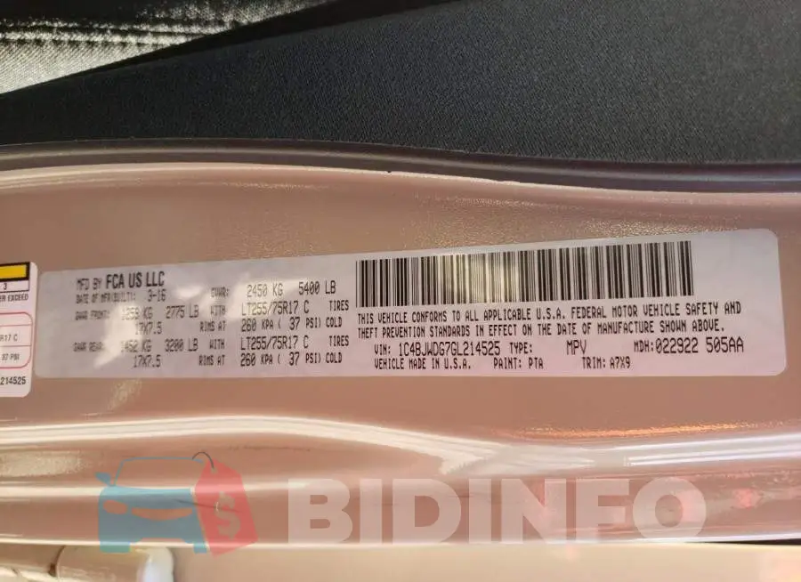 1C4BJWDG7GL214525 Photo# 10