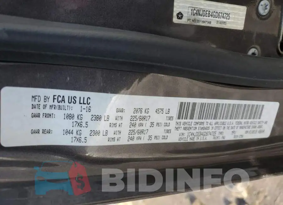 1C4NJDEB4GD674725 Photo# 13
