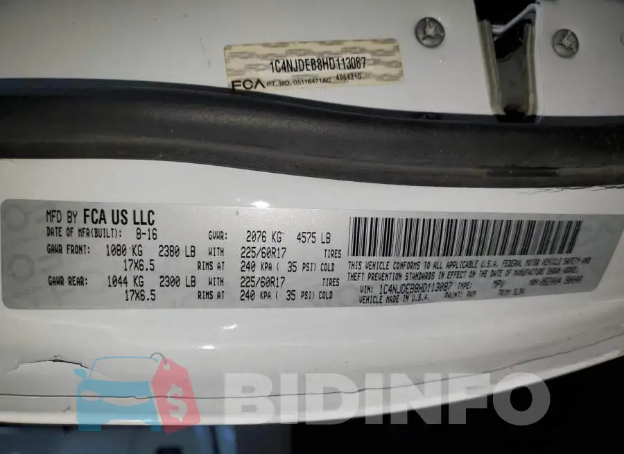 1C4NJDEB8HD113087 Photo# 14