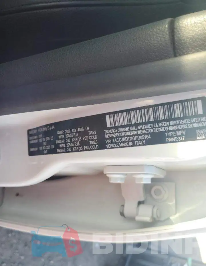 ZACCJBDTXGPD05164 Photo# 12