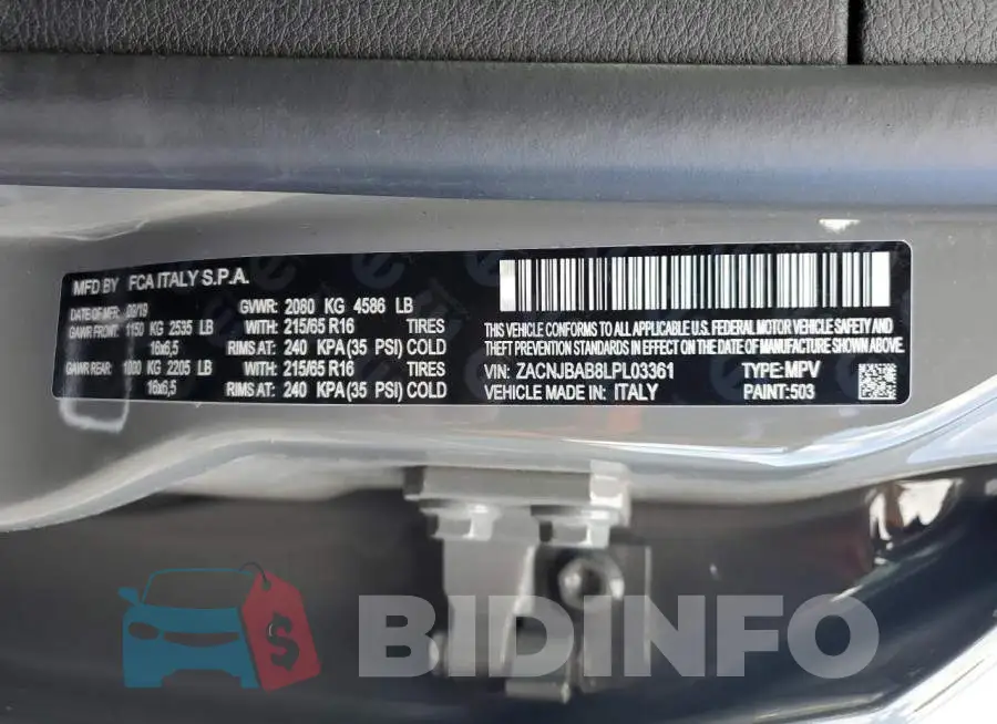 ZACNJBAB8LPL03361 Photo# 13