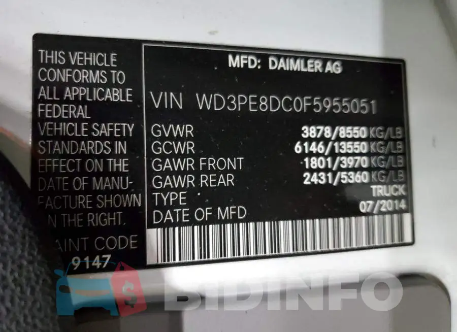 WD3PE8DC0F5955051 Photo# 12