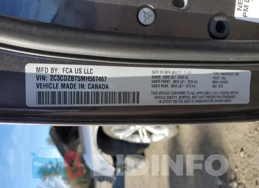 2C3CDZBT5MH567467 Photo# 13