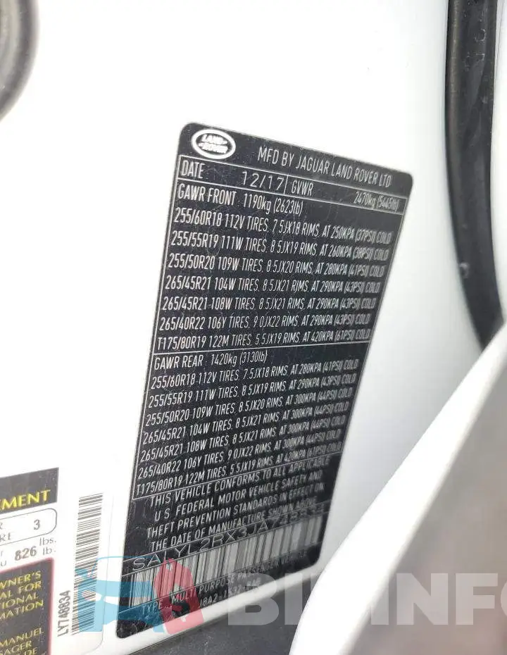 SALYL2RX3JA748834 Photo# 14
