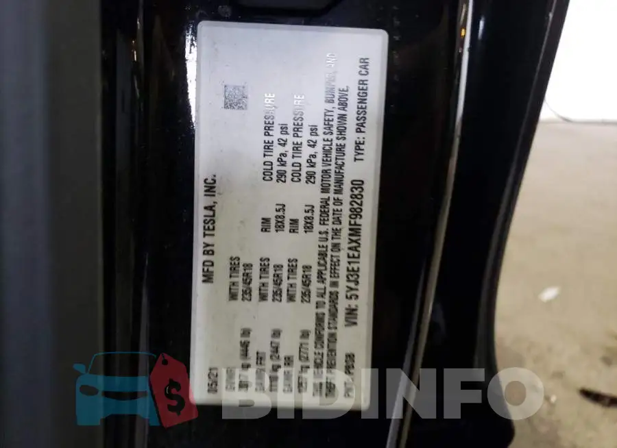5YJ3E1EAXMF982830 Photo# 12