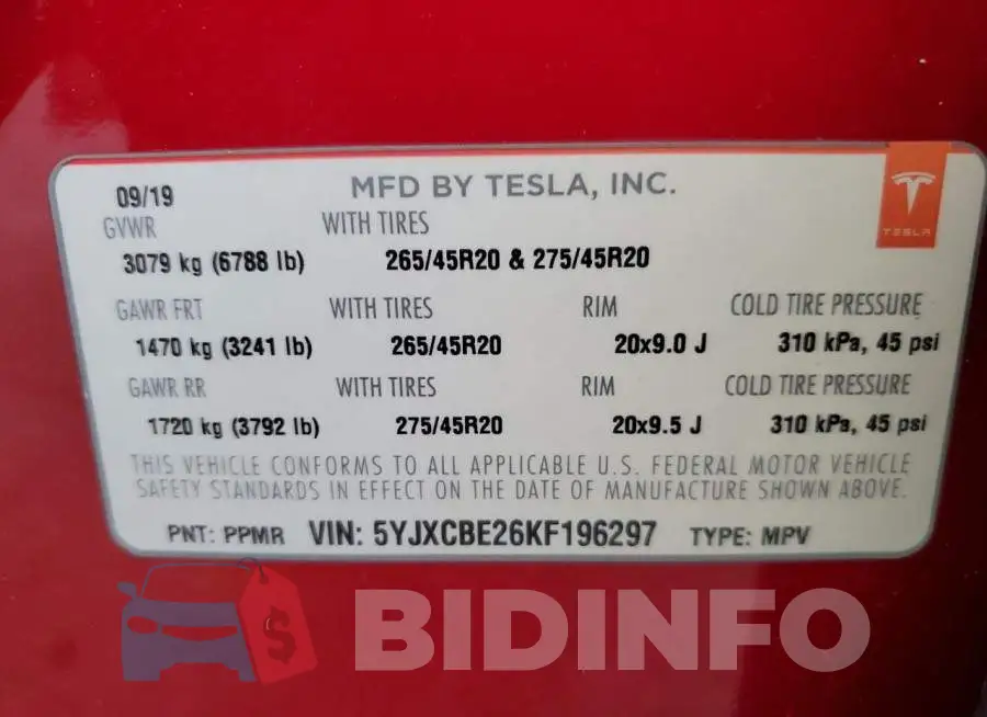5YJXCBE26KF196297 Photo# 12