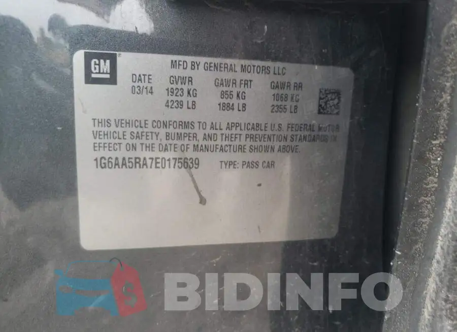 1G6AA5RA7E0175639 Photo# 12
