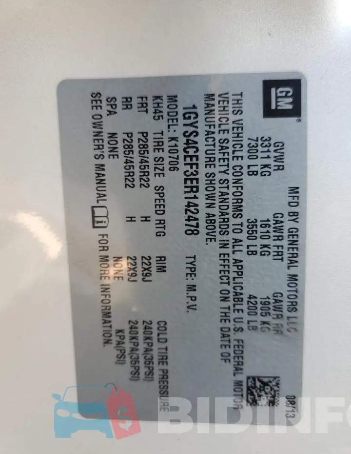 1GYS4CEF3ER142478 Photo# 13