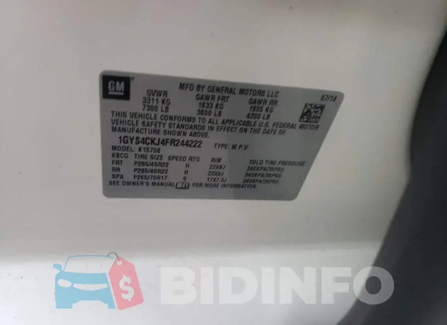 1GYS4CKJ4FR244222 Photo# 10