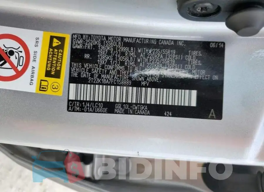 2T2ZK1BA7FC158889 Photo# 13