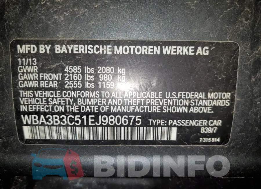 WBA3B3C51EJ980675 Photo# 12