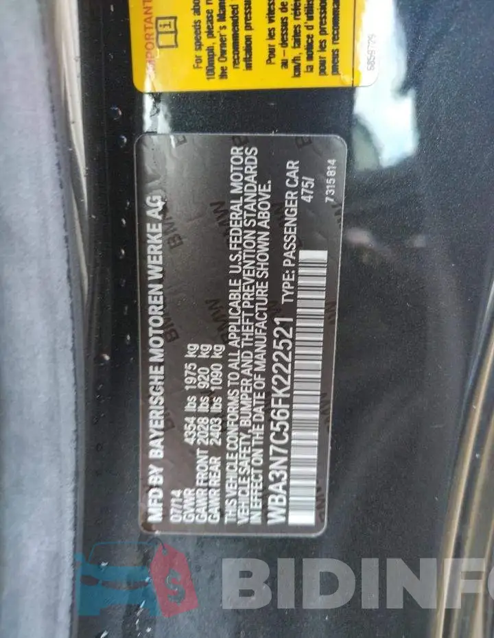 WBA3N7C56FK222521 Photo# 12