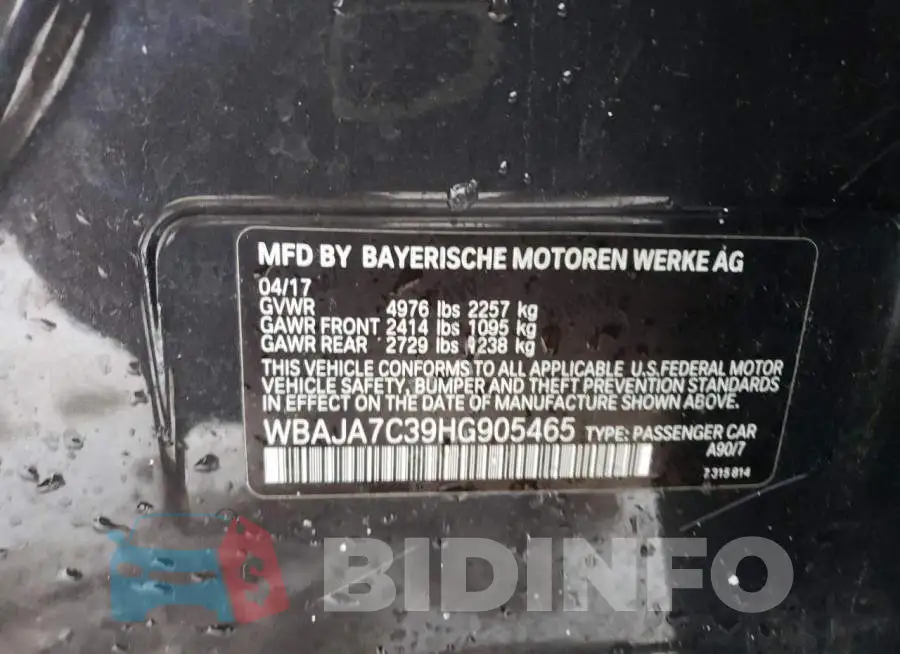 WBAJA7C39HG905465 Photo# 12