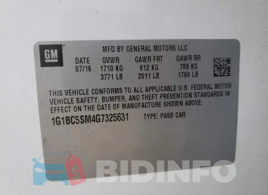 1G1BC5SM4G7325631 Photo# 10