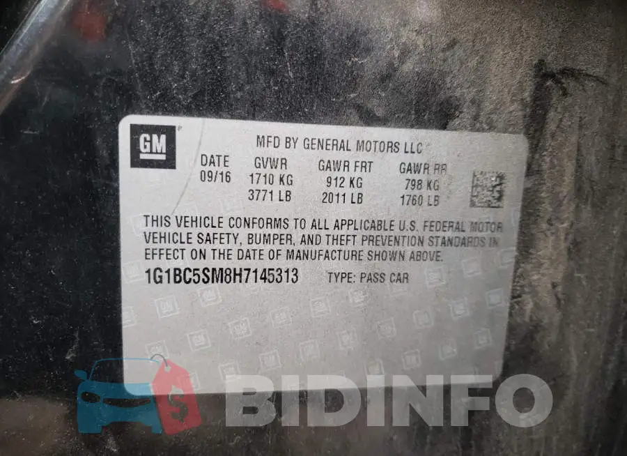 1G1BC5SM8H7145313 Photo# 12