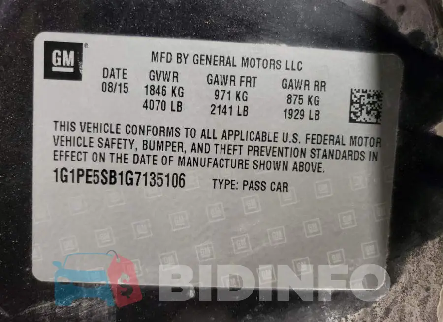 1G1PE5SB1G7135106 Photo# 12