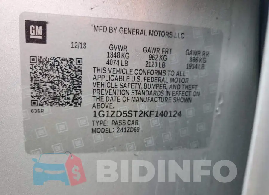 1G1ZD5ST2KF140124 Photo# 13