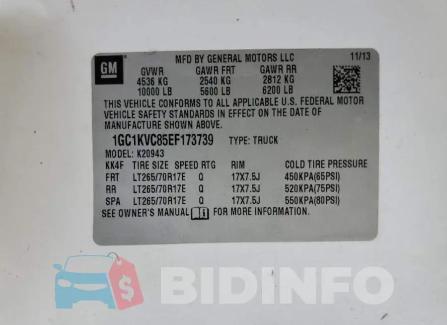 1GC1KVC85EF173739 Photo# 13