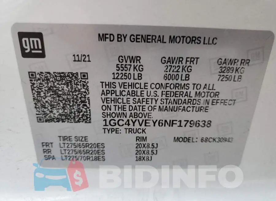 1GC4YVEY6NF179638 Photo# 12