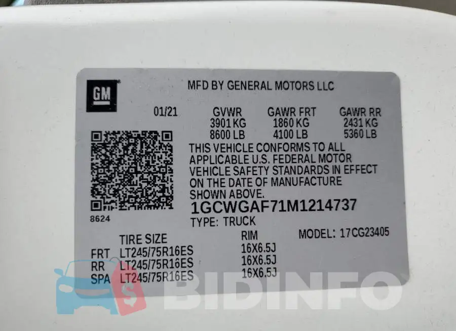 1GCWGAF71M1214737 Photo# 14