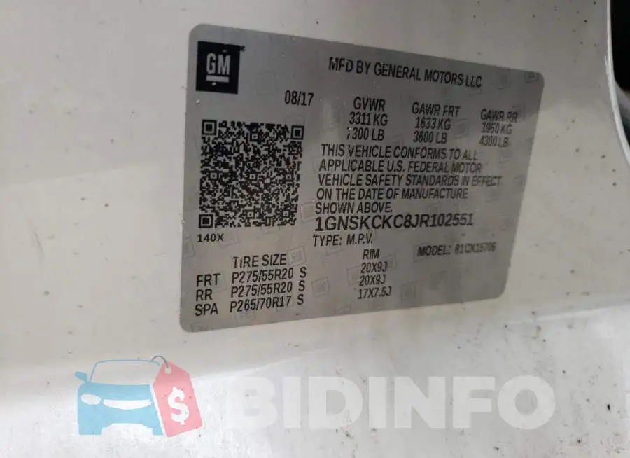 1GNSKCKC8JR102551 Photo# 14