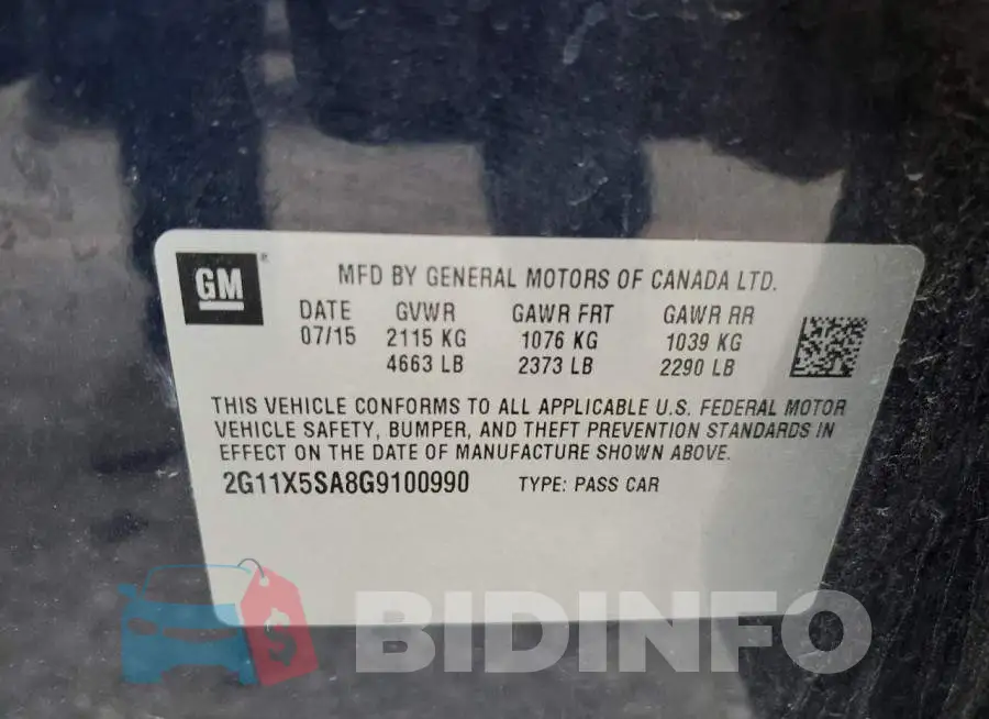 2G11X5SA8G9100990 Photo# 12