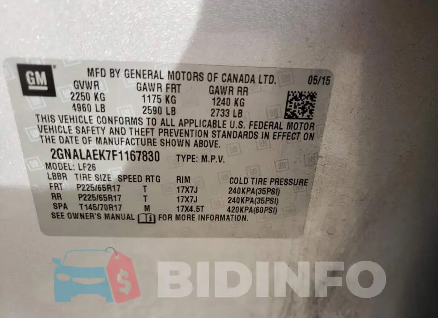 2GNALAEK7F1167830 Photo# 13