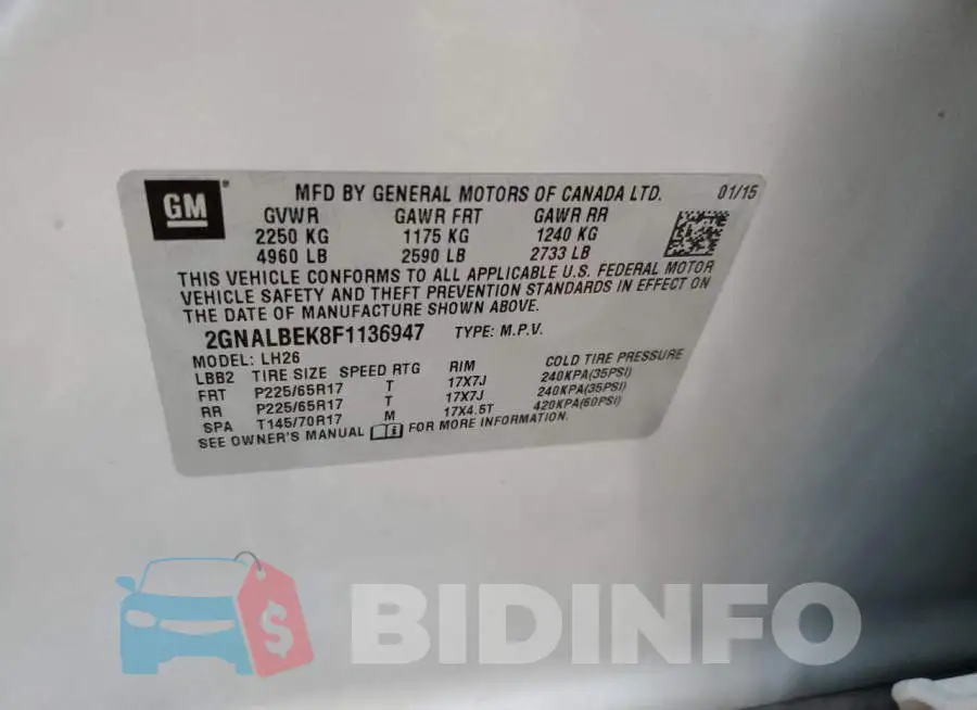 2GNALBEK8F1136947 Photo# 12