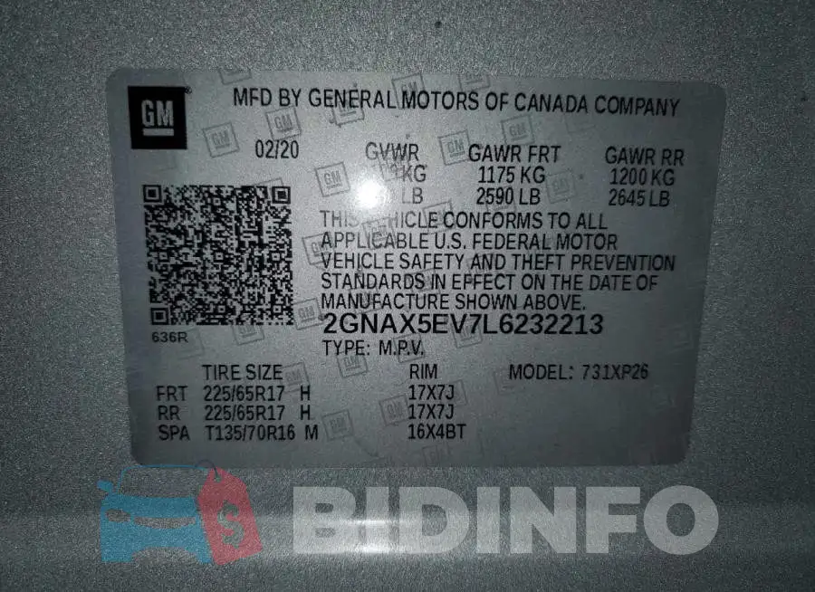 2GNAX5EV7L6232213 Photo# 13