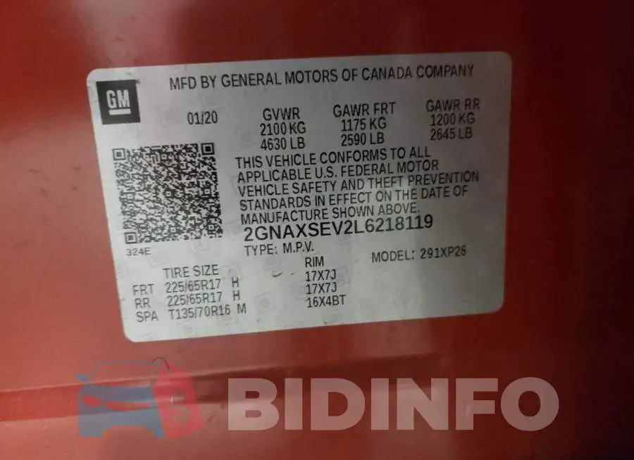 2GNAXSEV2L6218119 Photo# 10