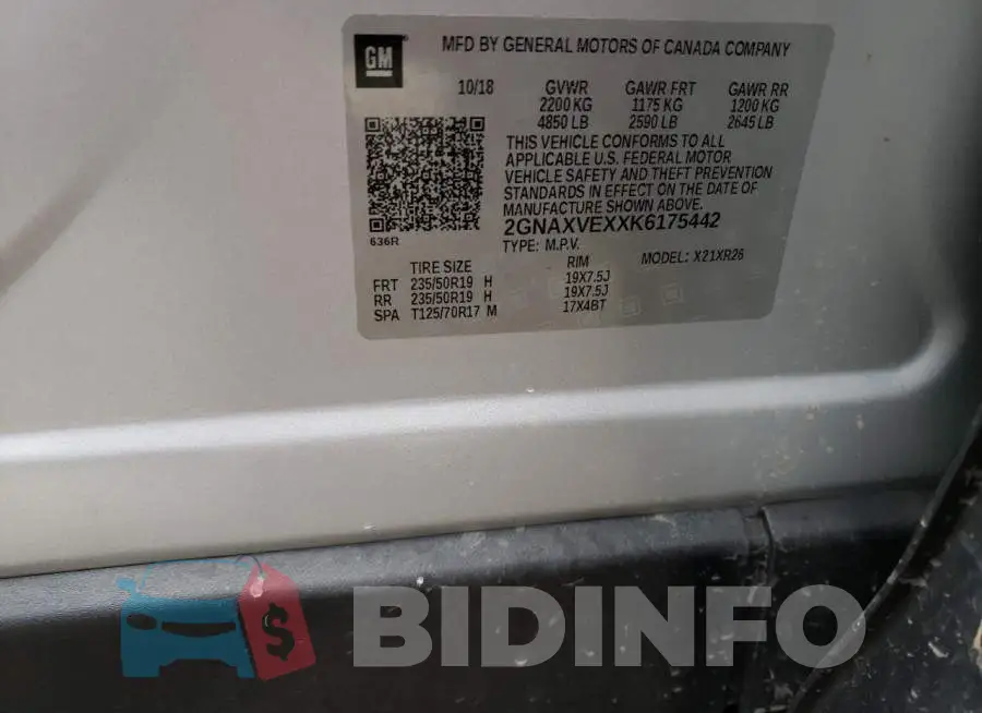 2GNAXVEXXK6175442 Photo# 13