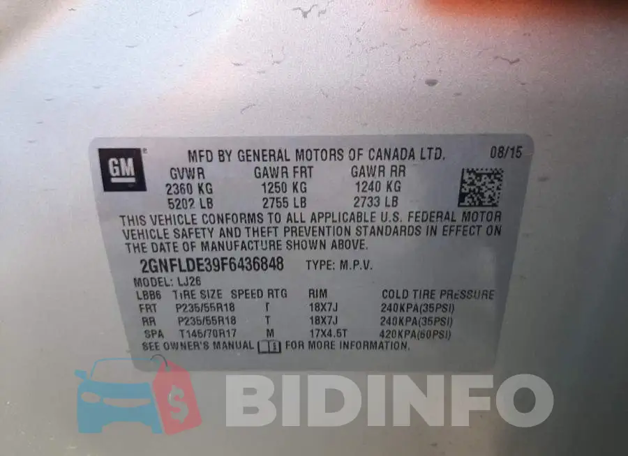 2GNFLDE39F6436848 Photo# 10