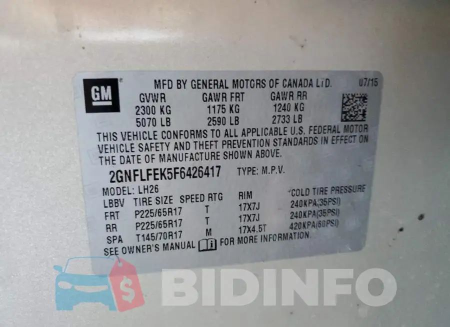 2GNFLFEK5F6426417 Photo# 10