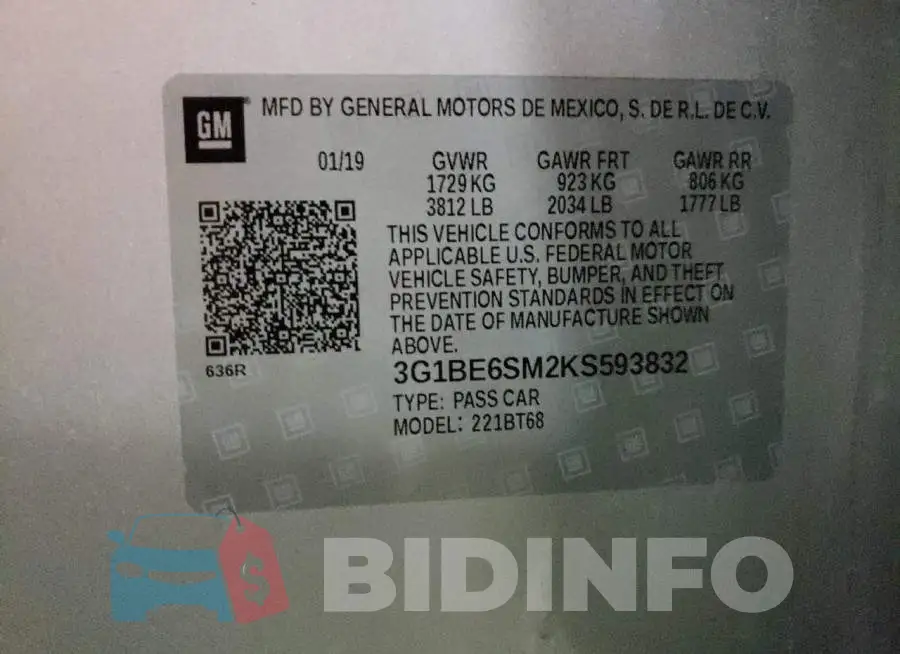 3G1BE6SM2KS593832 Photo# 12