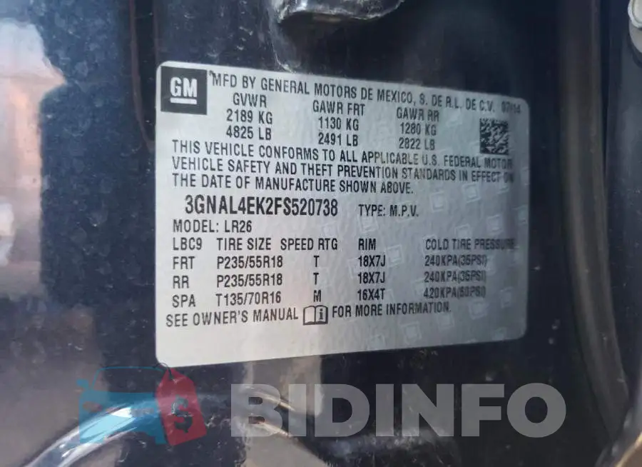 3GNAL4EK2FS520738 Photo# 10