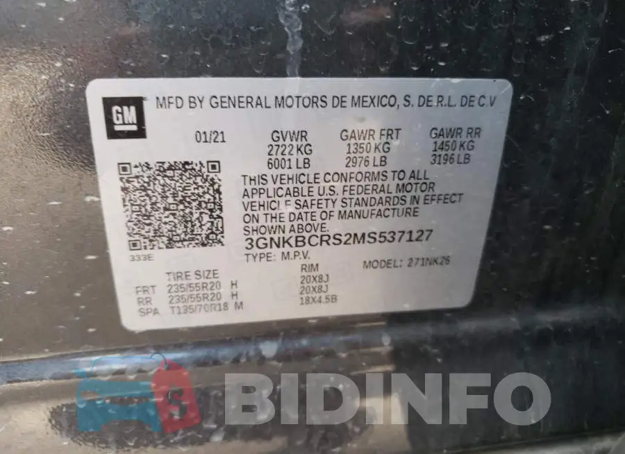 3GNKBCRS2MS537127 Photo# 10