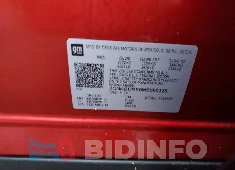 3GNKBDRS6MS560125 Photo# 13