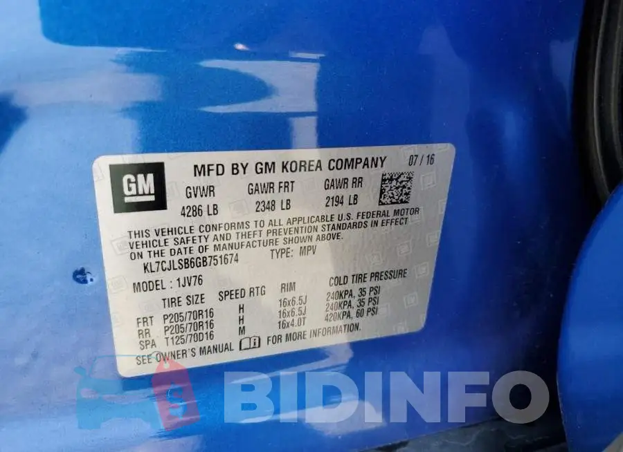 KL7CJLSB6GB751674 Photo# 13