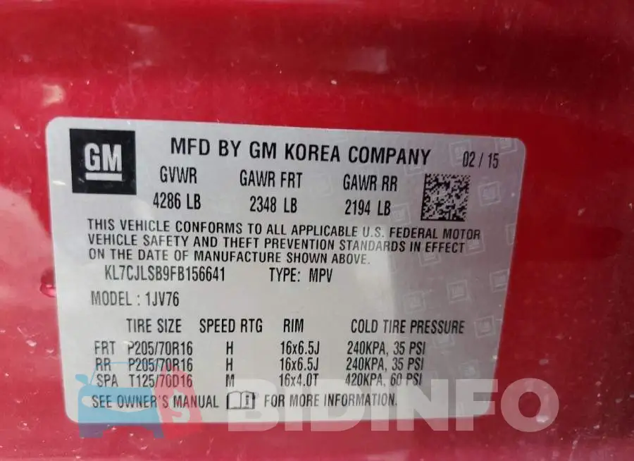 KL7CJLSB9FB156641 Photo# 12
